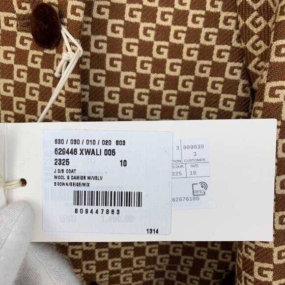 NWT Gucci Kids Wool Coat In Brown Size 10 - Picture 10 of 12